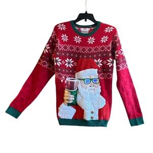 Ugly Santa Christmas Sweater Drink Pocket Unisex S Sunglasses Party Funny Cheers